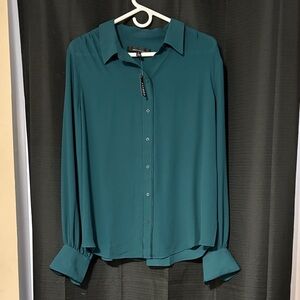 White House Black Market Teal Button Down Shirt